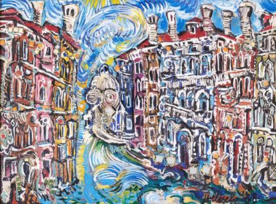 Canalgrande primavera (pittura e collage su tela), 1968