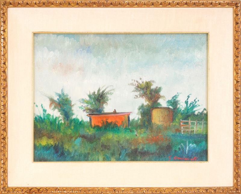 Giovanni Omiccioli - Paesaggio, olio su cartone telato