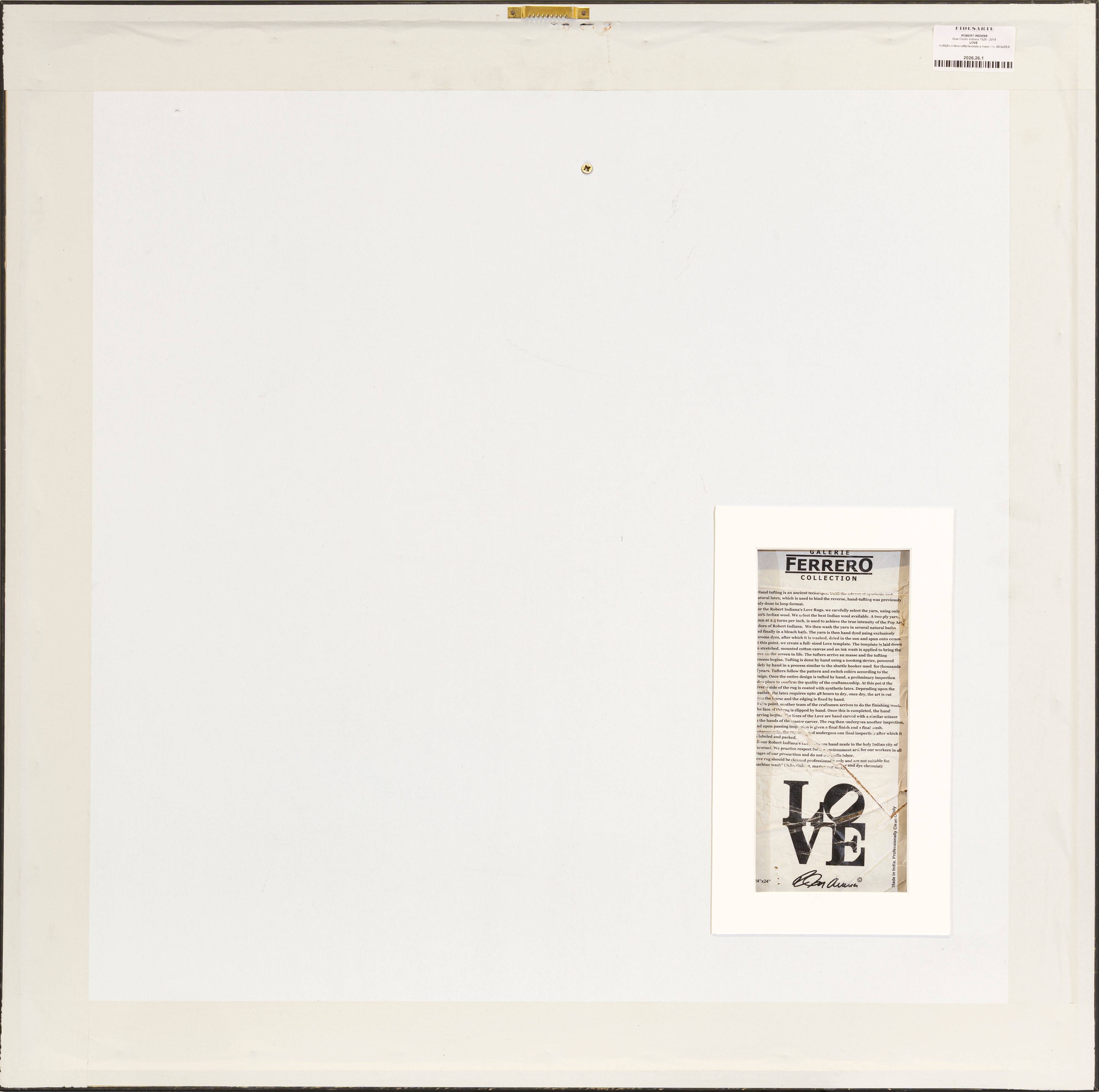 Robert Indiana - Love, multiplo in lana cotta lavorata a mano