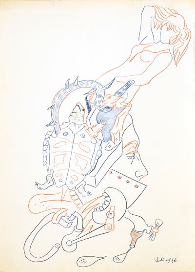 Senza titolo, tecnica mista su carta (1966)