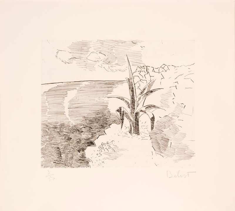 Corrado Balest - L’agave su lo scoglio (cartella con tre acqueforti, tiratura es. 3/50)
