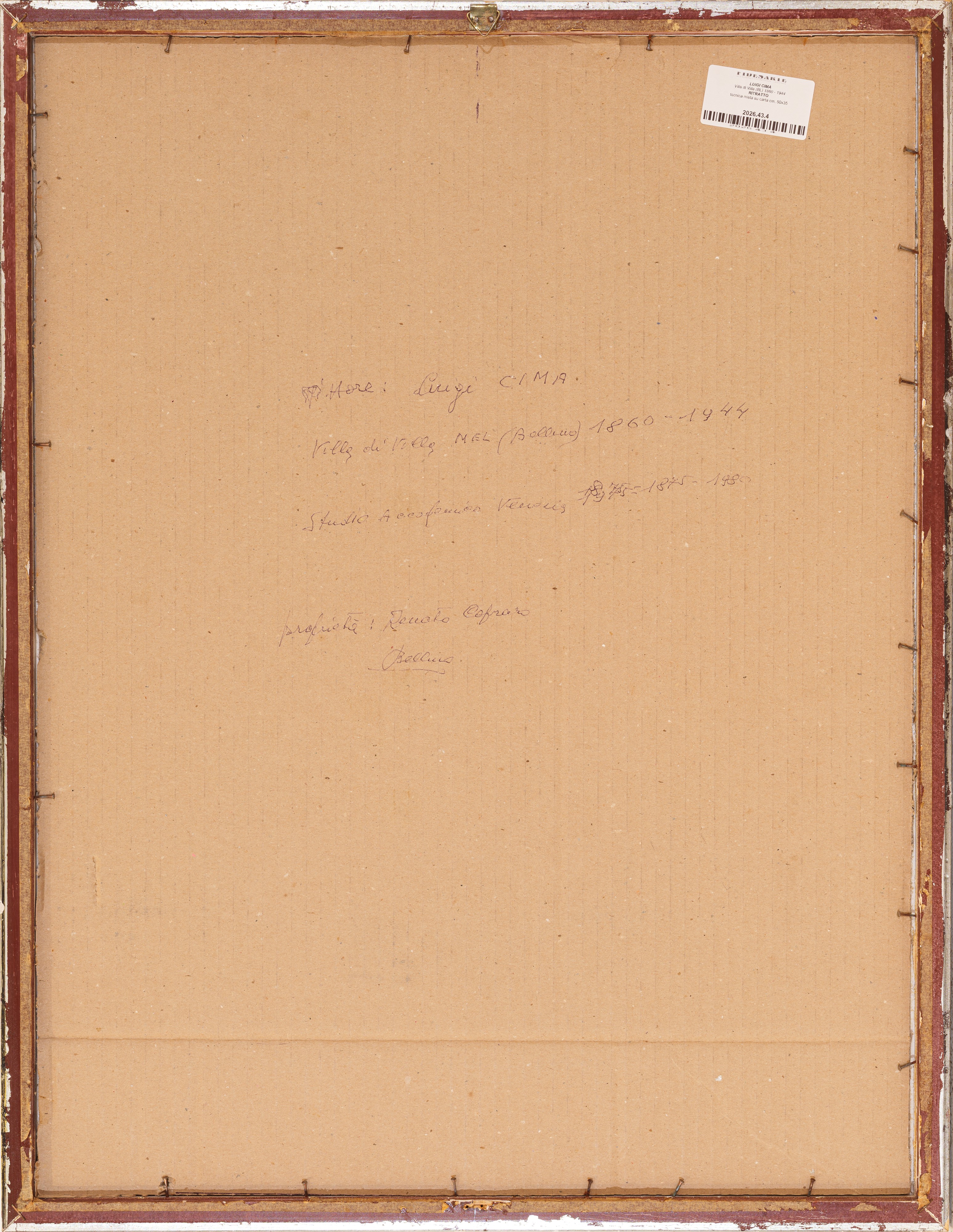 Luigi Cima - Ritratto, tecnica mista su carta
