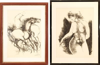 Cavalli e Nudo femminile (litografia e acquaforte) – coppia di multipli