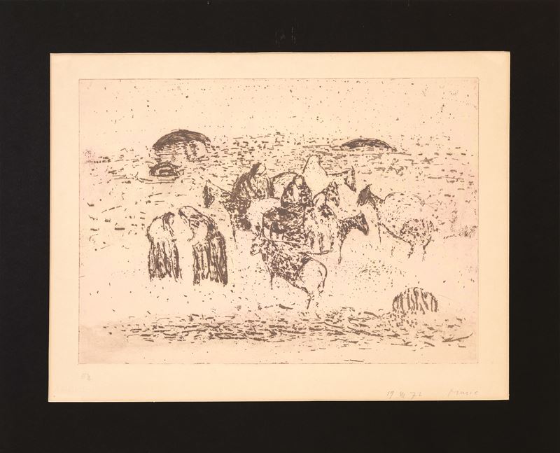 Zoran Music - Motif dalmate, acquaforte (e.a.), lastra 38,5x54,6 cm, 1967/72