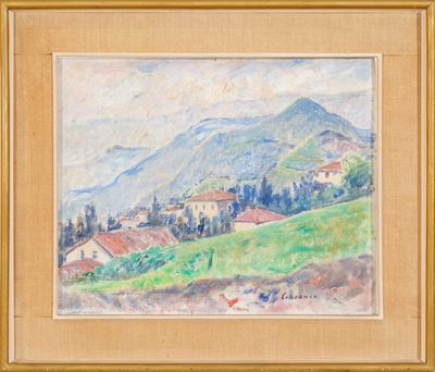 Paesaggio di montagna, olio su cartoncino telato