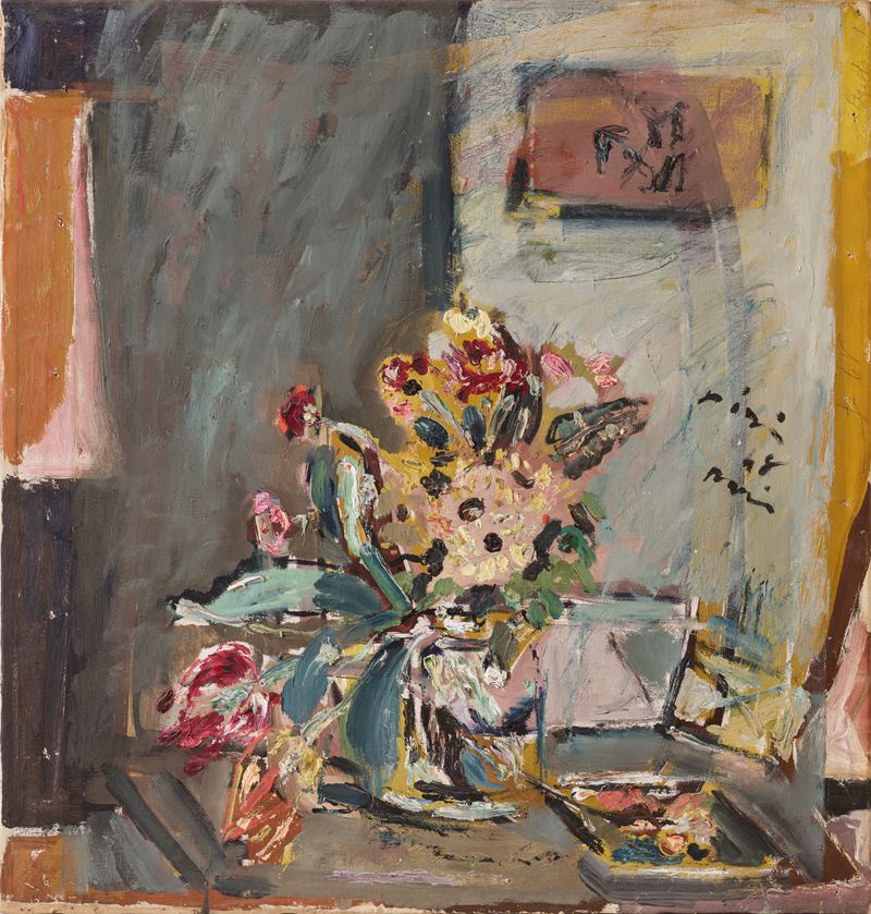 Filippo De Pisis - Vaso di fiori, olio su tela (1948)
