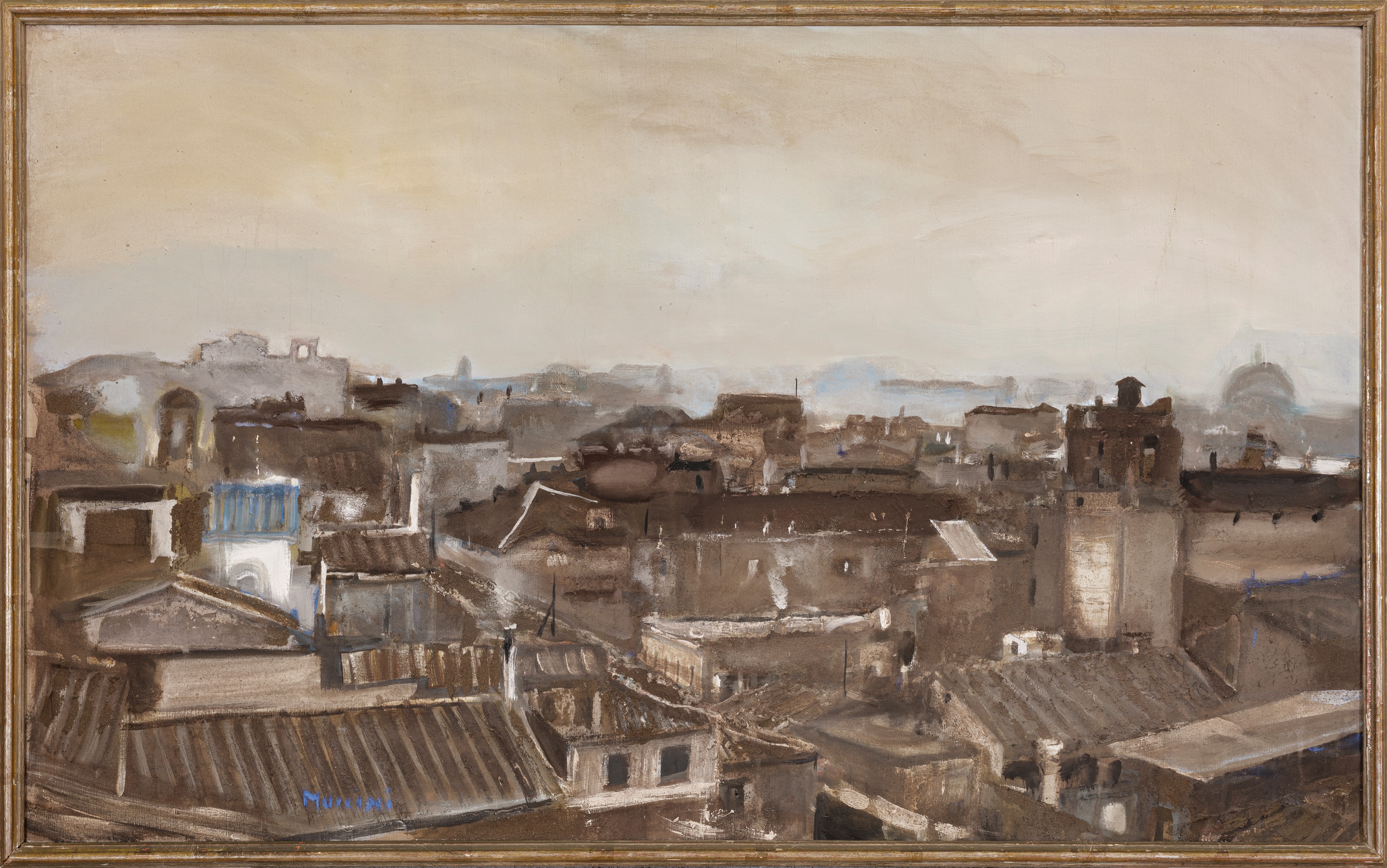 Marcello Muccini - Tetti, olio su tela