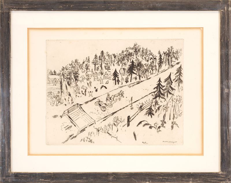 Marc Chagall - En chemin, acquaforte (lastra)
