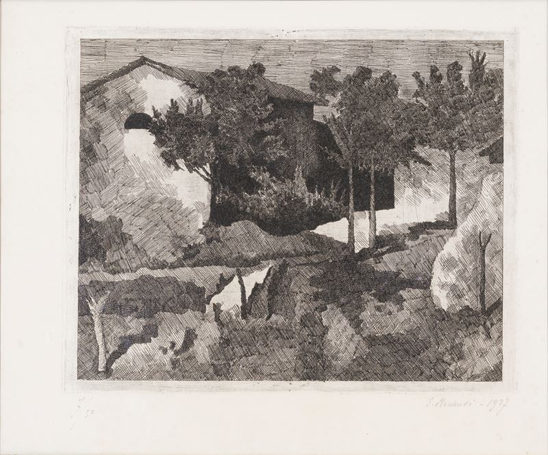 Giorgio Morandi - Paesaggio del Poggio (acquaforte, 7/50)