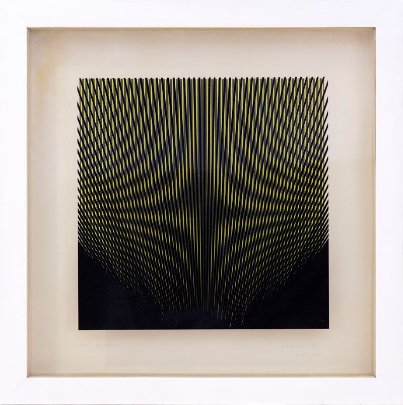 Alberto Biasi - Gruppo ENNE (doppia serigrafia su cartoncino e metacrilato, 1964)