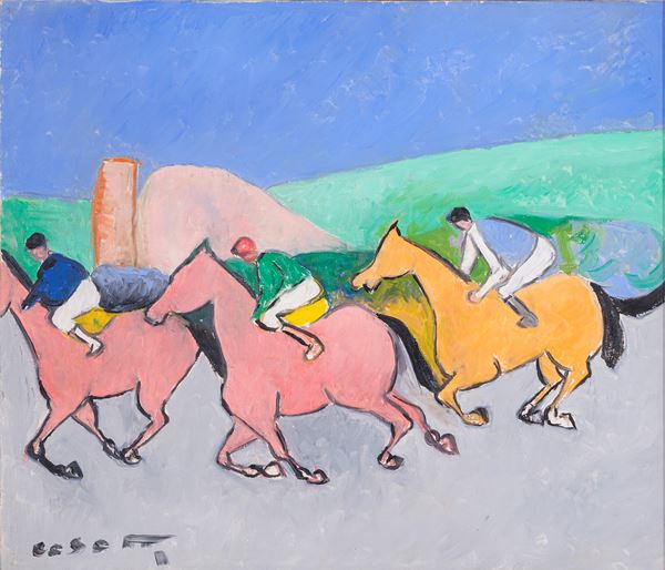 GIUSEPPE CESETTI - Three jockeys in the race
