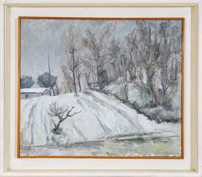 Paesaggio nevoso, olio su tela