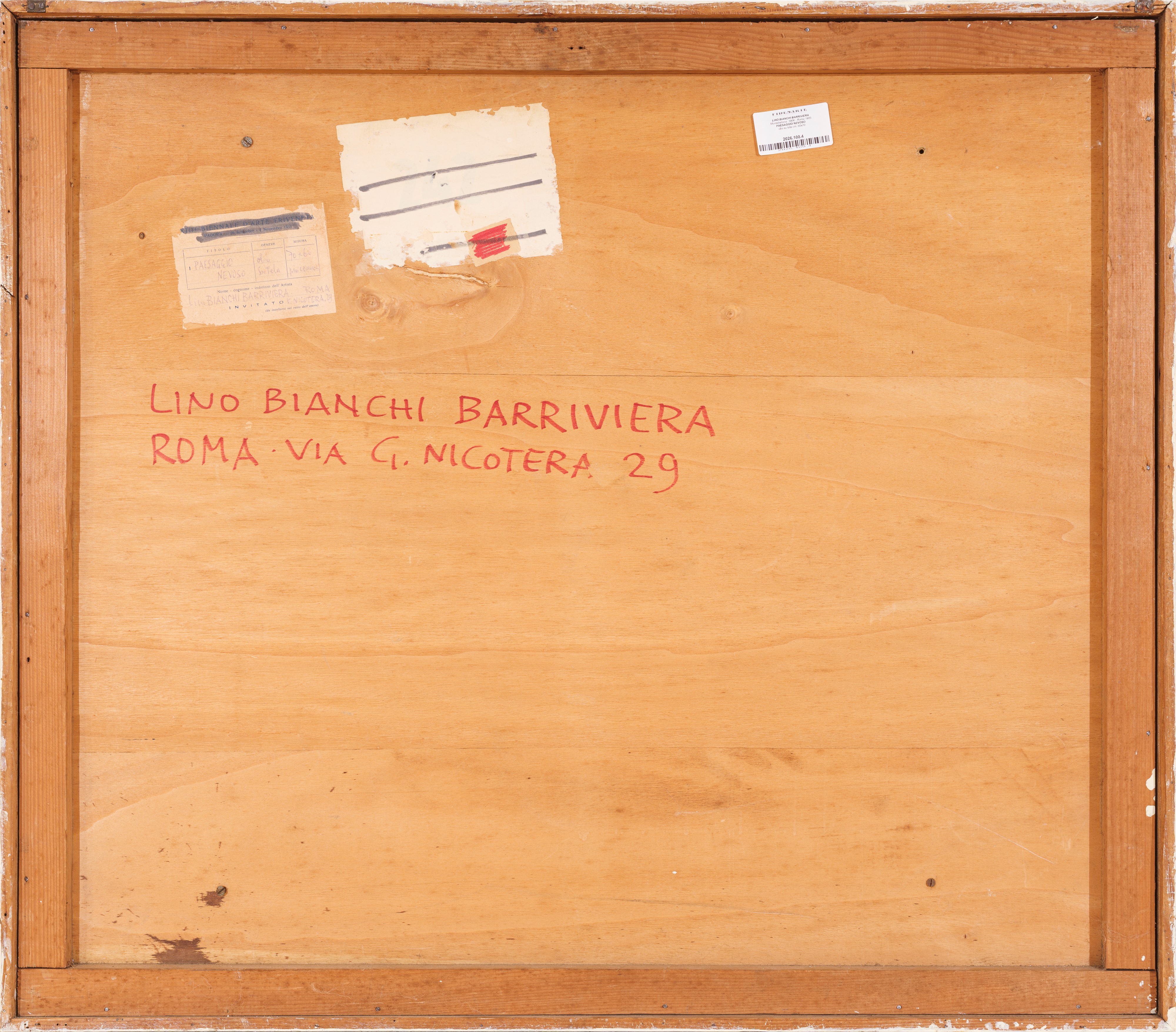 Lino Bianchi Barriviera - Paesaggio nevoso, olio su tela