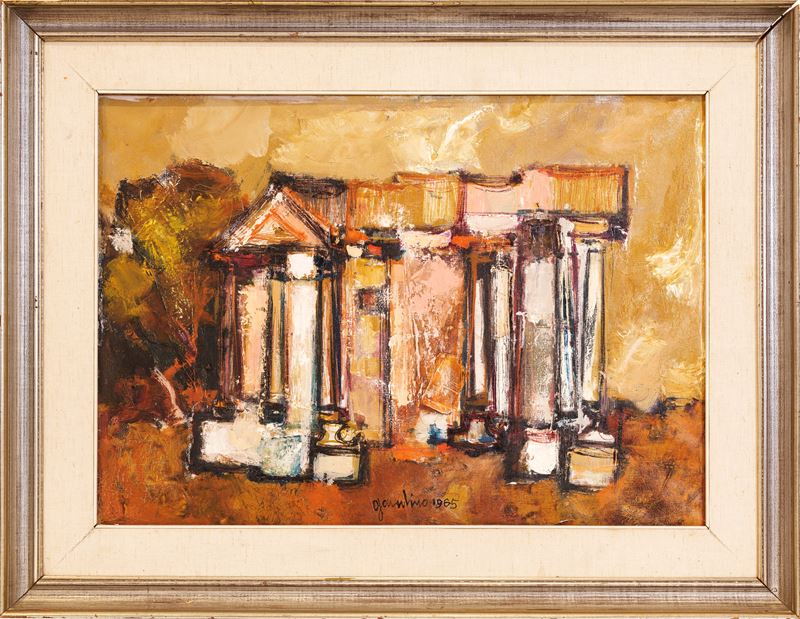 Giuseppe Gambino - Paesaggio a Roma, olio su tela