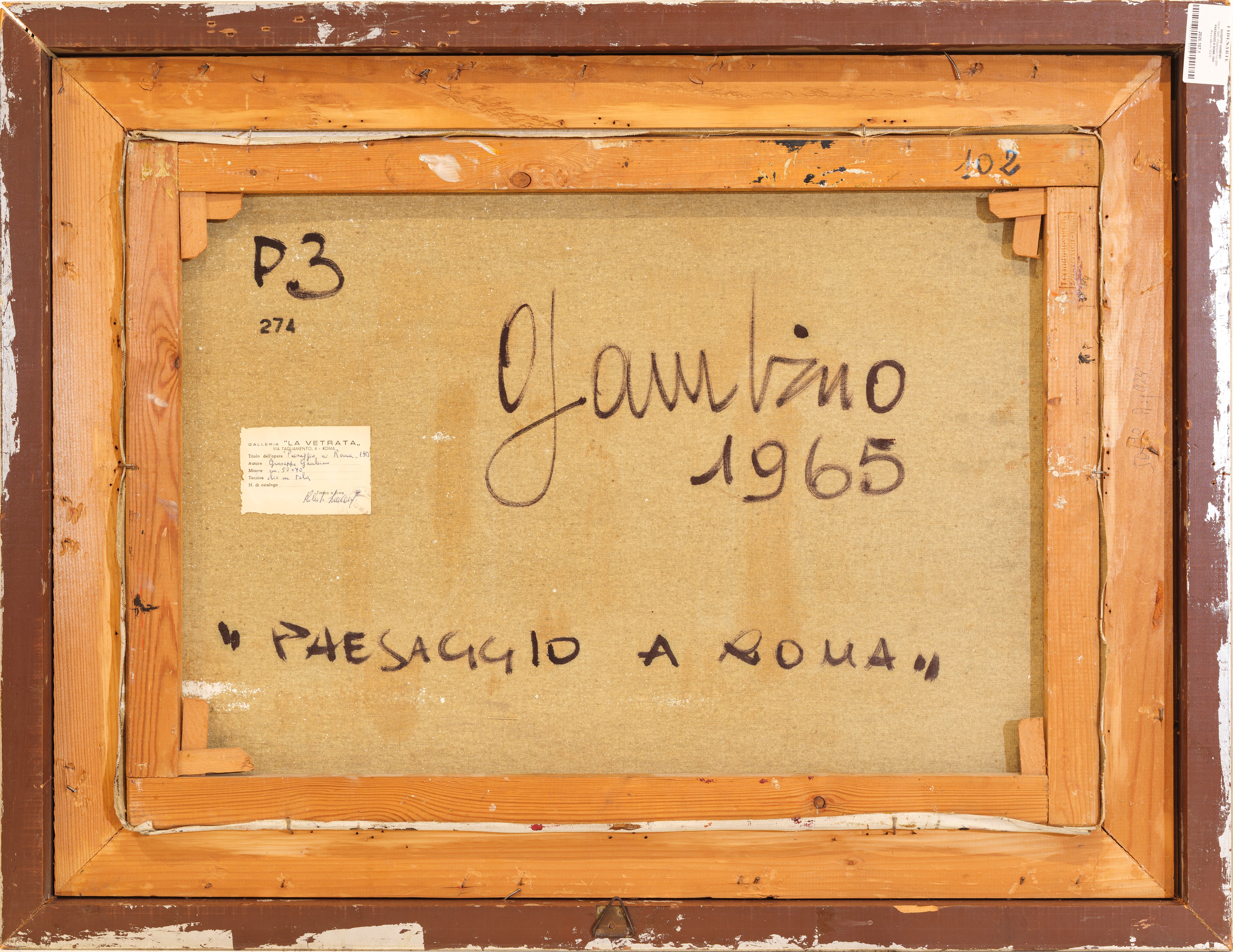 Giuseppe Gambino - Paesaggio a Roma, olio su tela