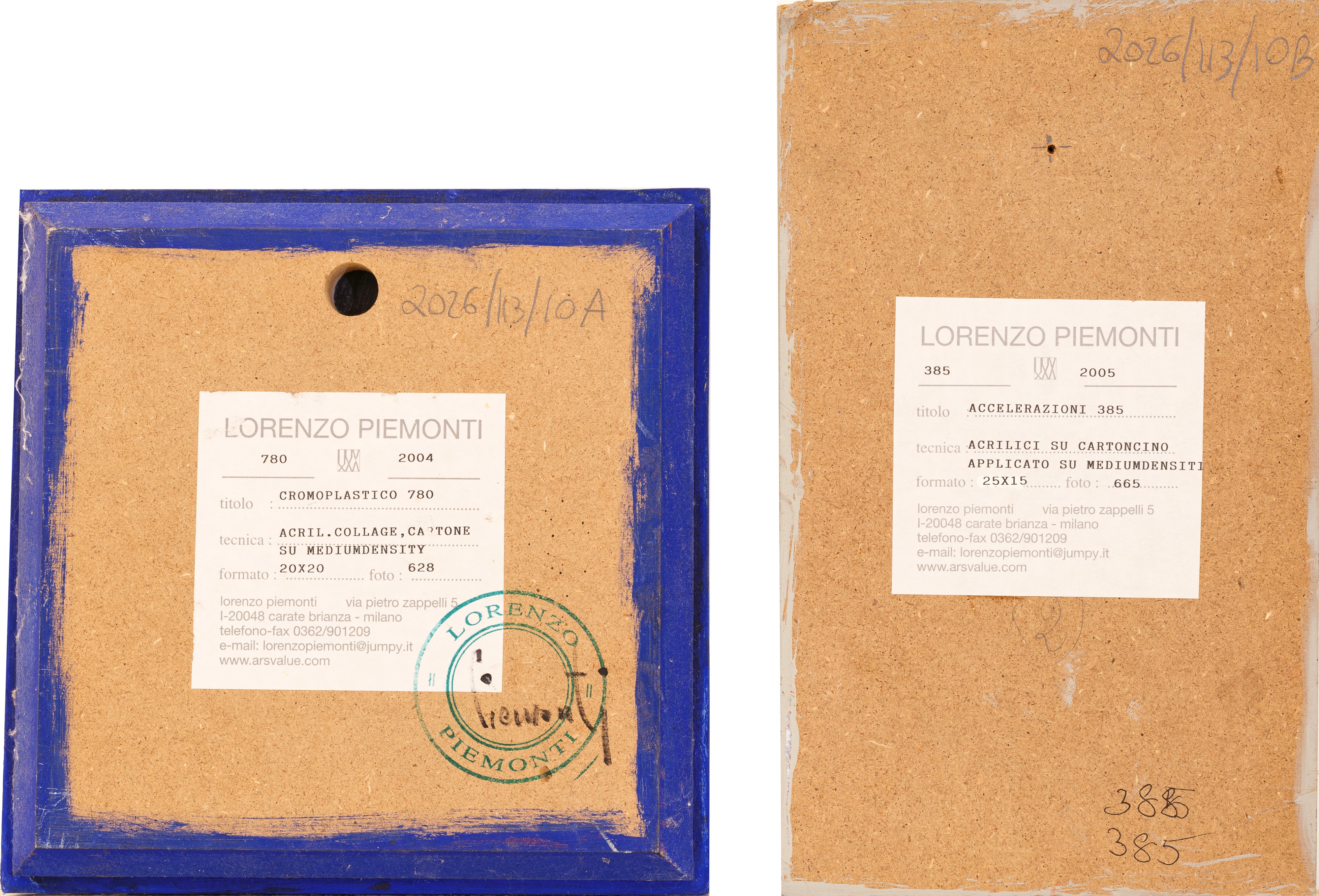 Lorenzo Piemonti - Ciclopedromoplastico e Accelerazioni (lotto di opere, acrilici e collage)