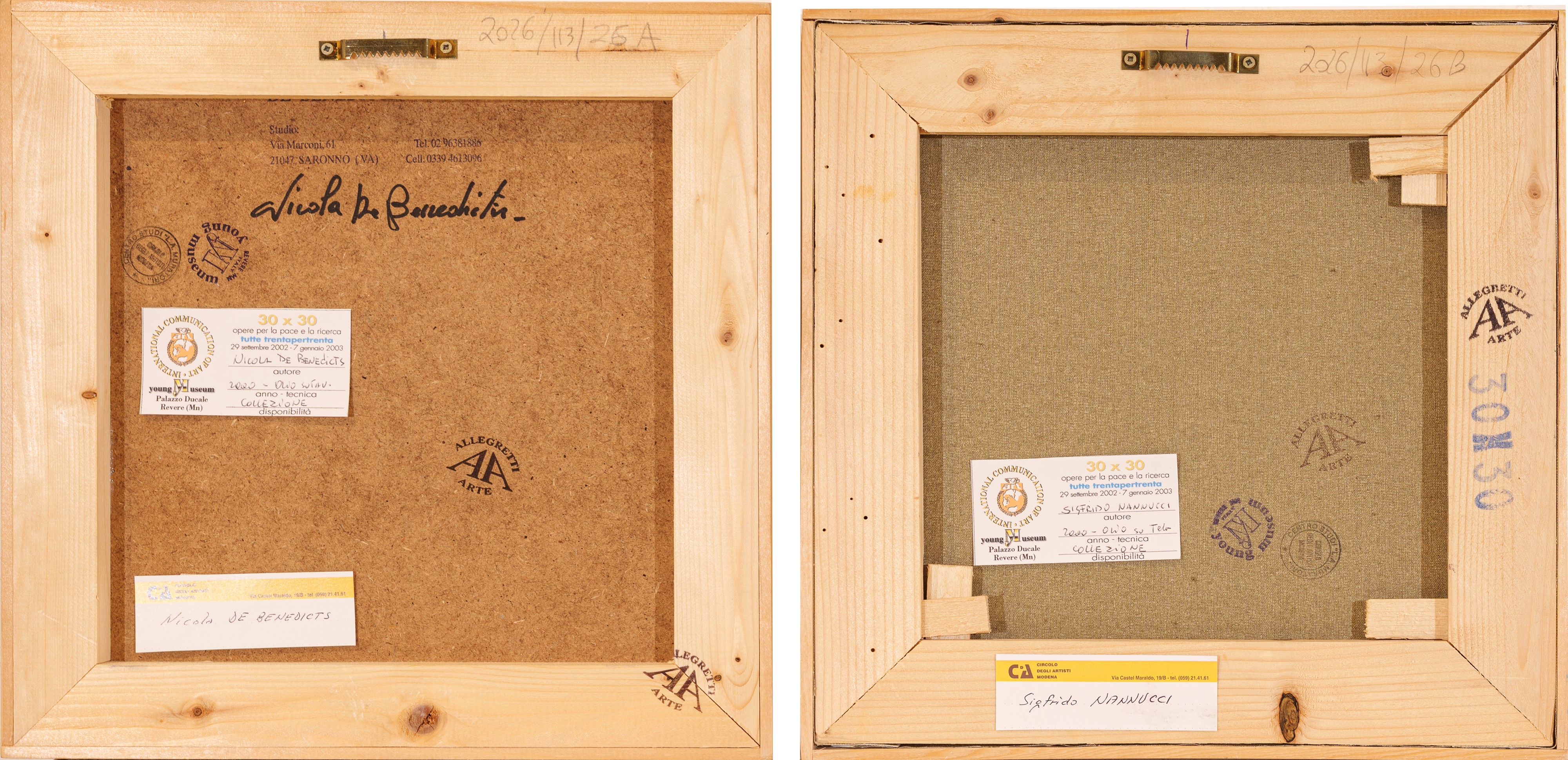 Nicola De Benedicts, Sigfredo Nannucci - Lotto di due olii su tavola e tela (senza titolo), 2000