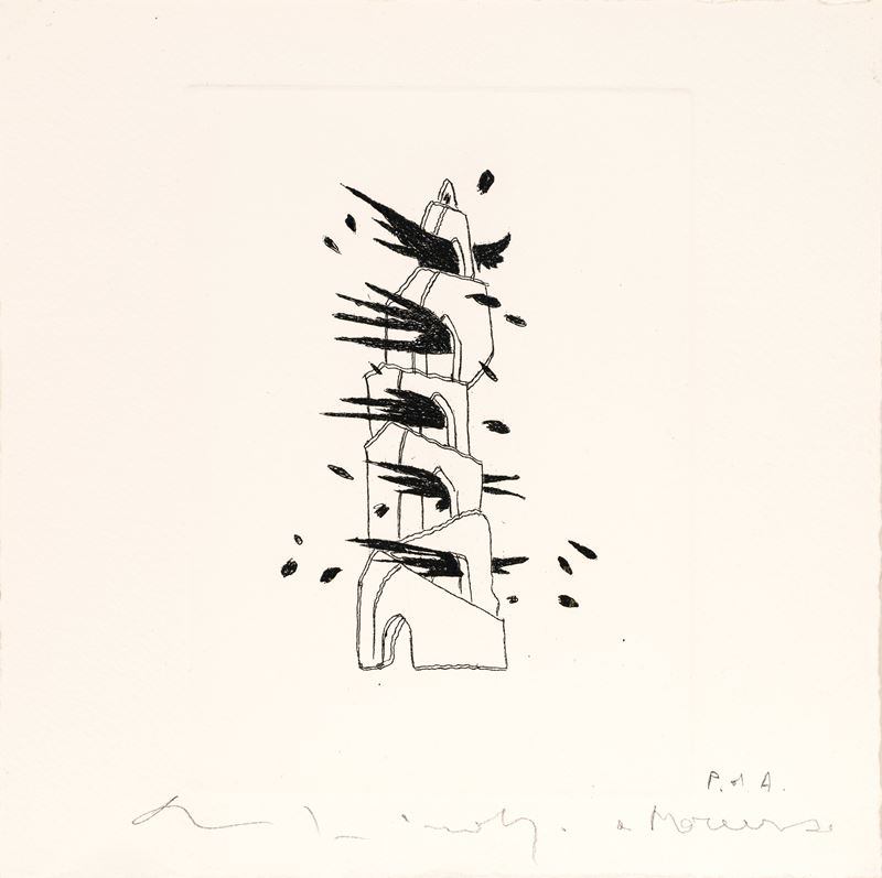 Luigi Mainolfi - Torre, acquaforte (lastra) es. p.d.a., 2004
