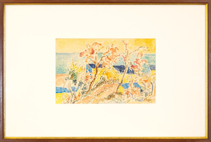Piero Slongo - Autunno a Mazzorbo (acquerello su cartoncino)