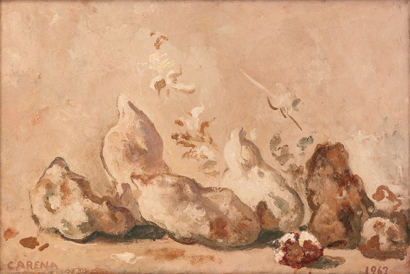 Felice Carena - Natura morta, olio su tela (40x60 cm), 1963