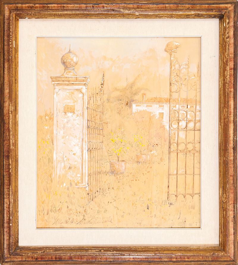 Matteo Massagrande - Villa trevigiana, olio su tavola