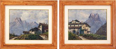 Paesaggi di montagna, due olii su tavola