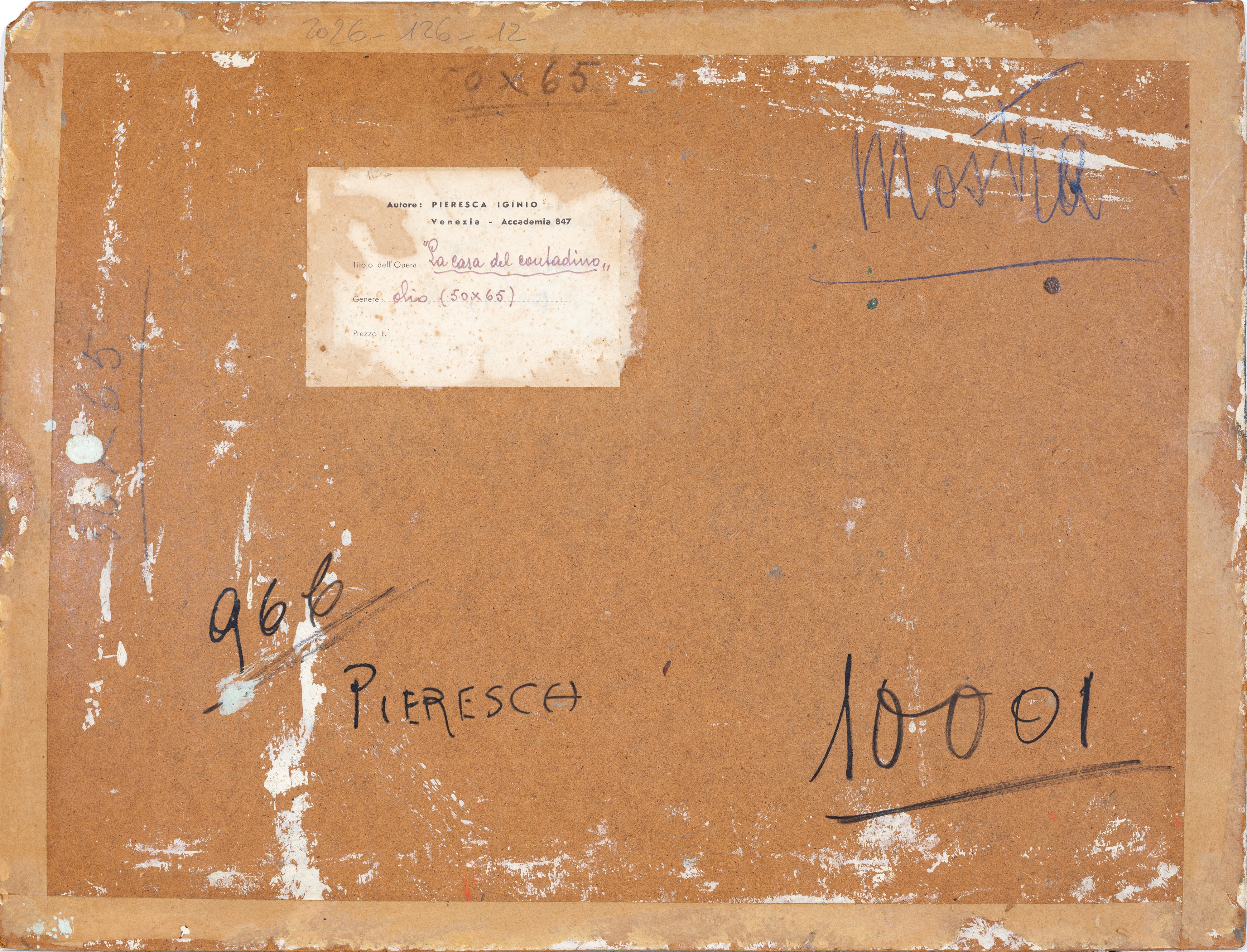 Igino Pieresca - La casa del contadino, olio su tavola