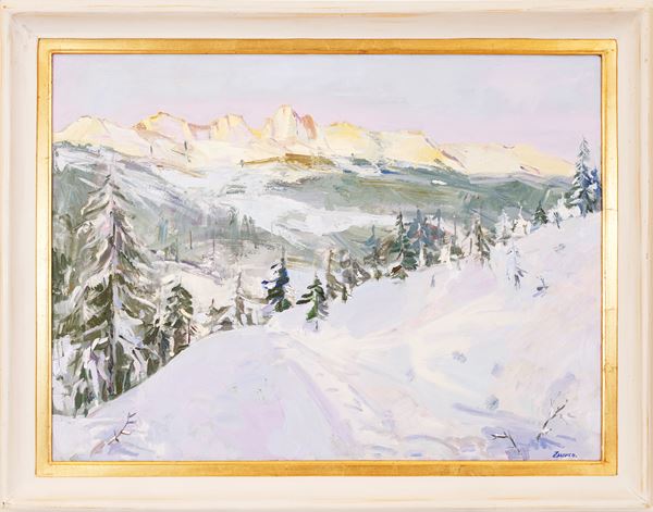 PAOLO ZANUCCO - Paesaggio innevato nelle Dolomiti