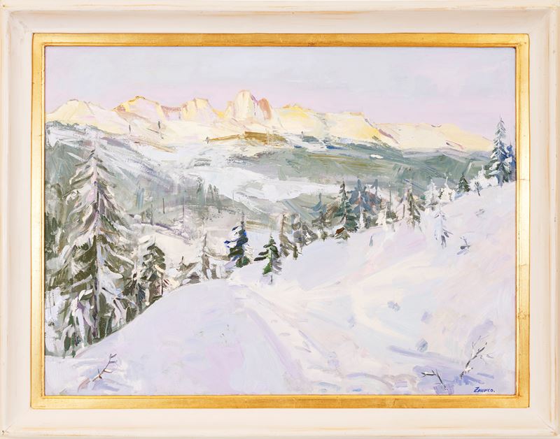 Paolo Zanucco - Paesaggio Innevato nelle Dolomiti