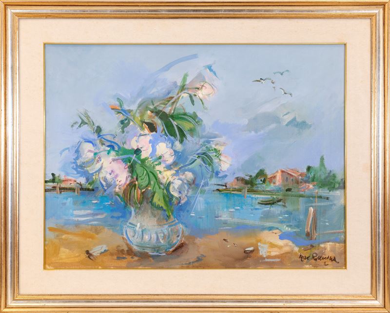 Miro Romagna - Fiori, olio su tela (1989)
