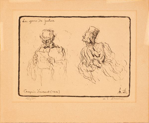HONORE' DAUMIER - Les gens de justice, Croquis d'avocat