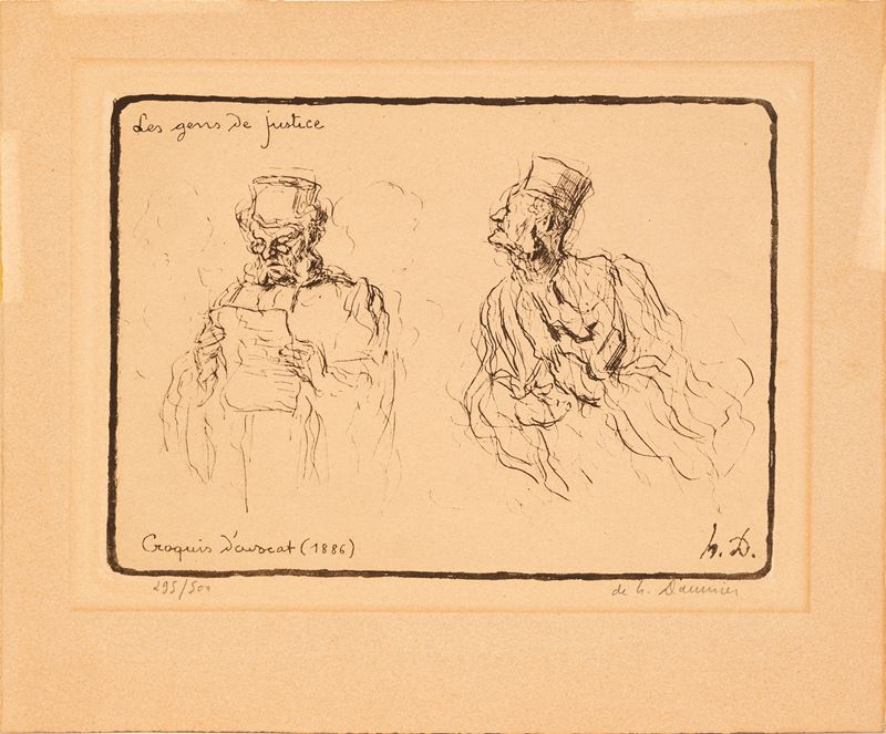 Honore' Daumier - Les gens de justice. Croquis d’avocat, litografia (es. 73/80), 1886