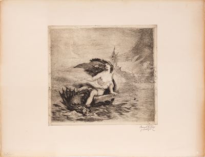 Sirena y monstruo marino (acquaforte)