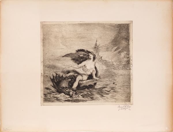 MARIANO FORTUNY MADRAZO - Sirena y monstruo marino