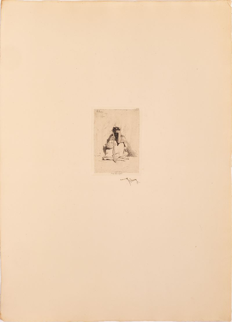 Mariano Fortuny Marsal - Mendiant, acquaforte
