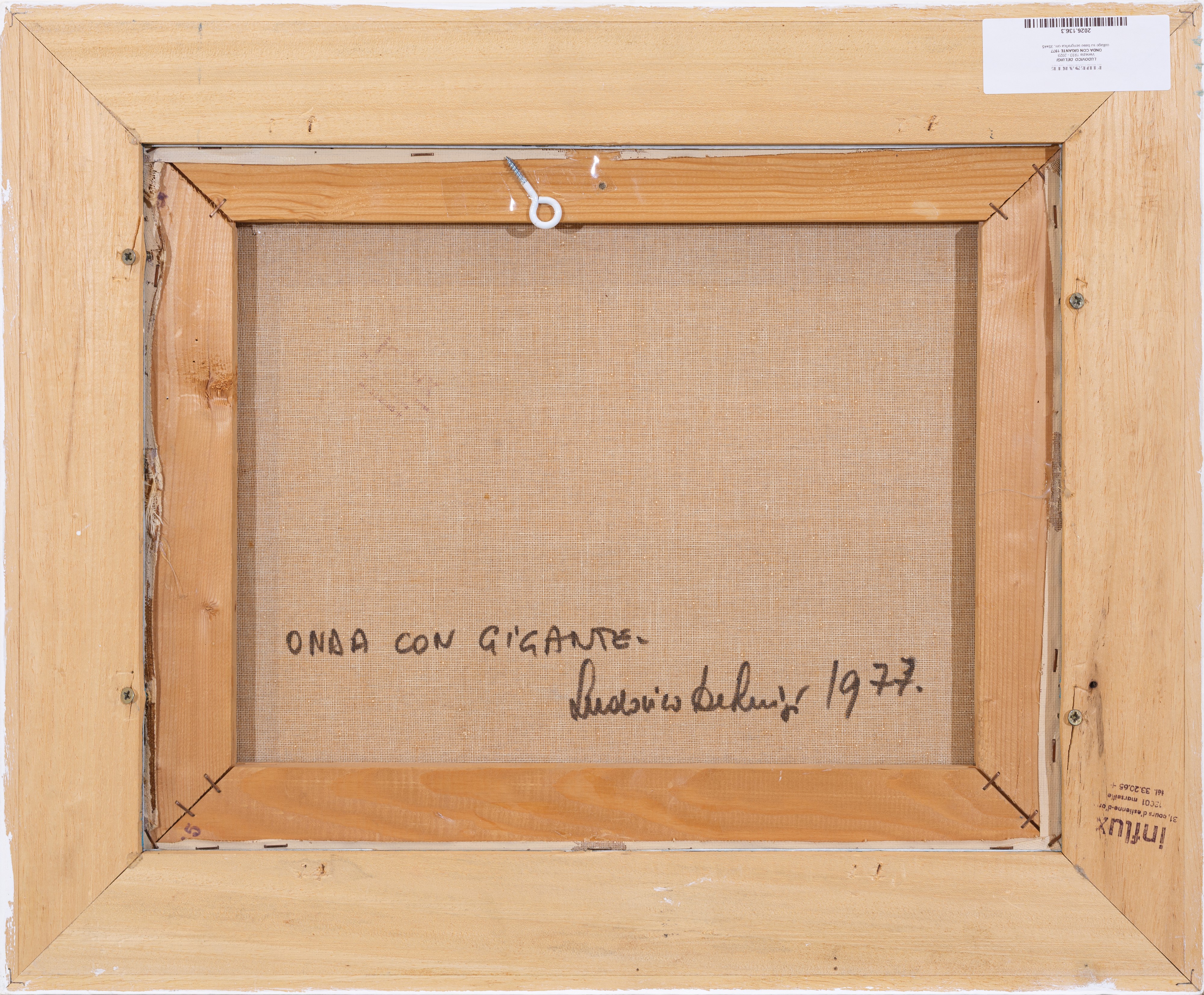Ludovico Deluigi - Onda con gigante, stampa offset e collage su tela (1977)