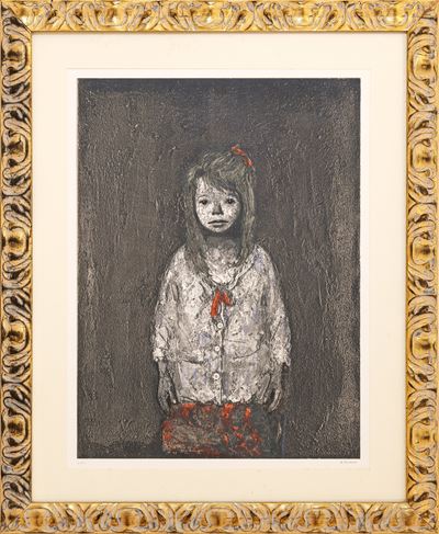 Bambina con fiocco rosso
