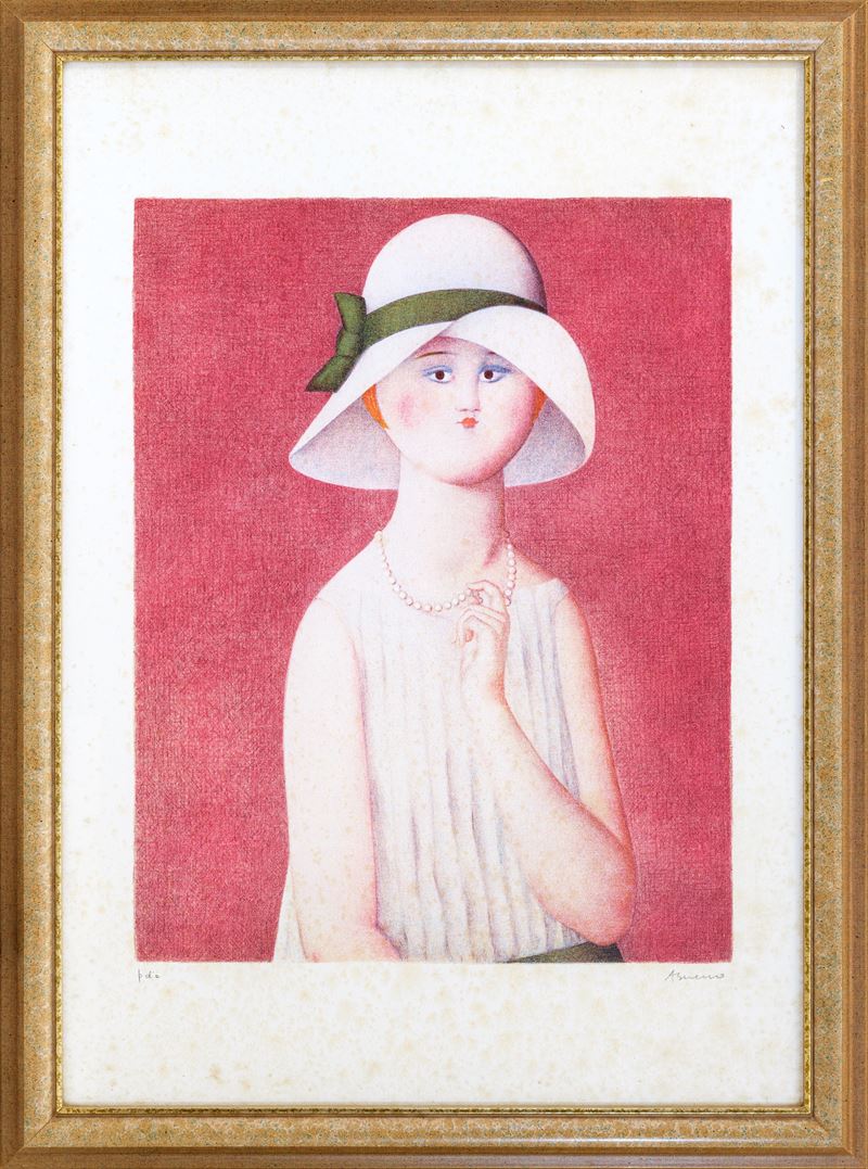 Antonio Bueno - Ragazza con collana di perle