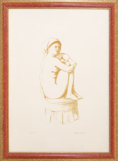 L’attesa, litografia (es. p.d.a.)