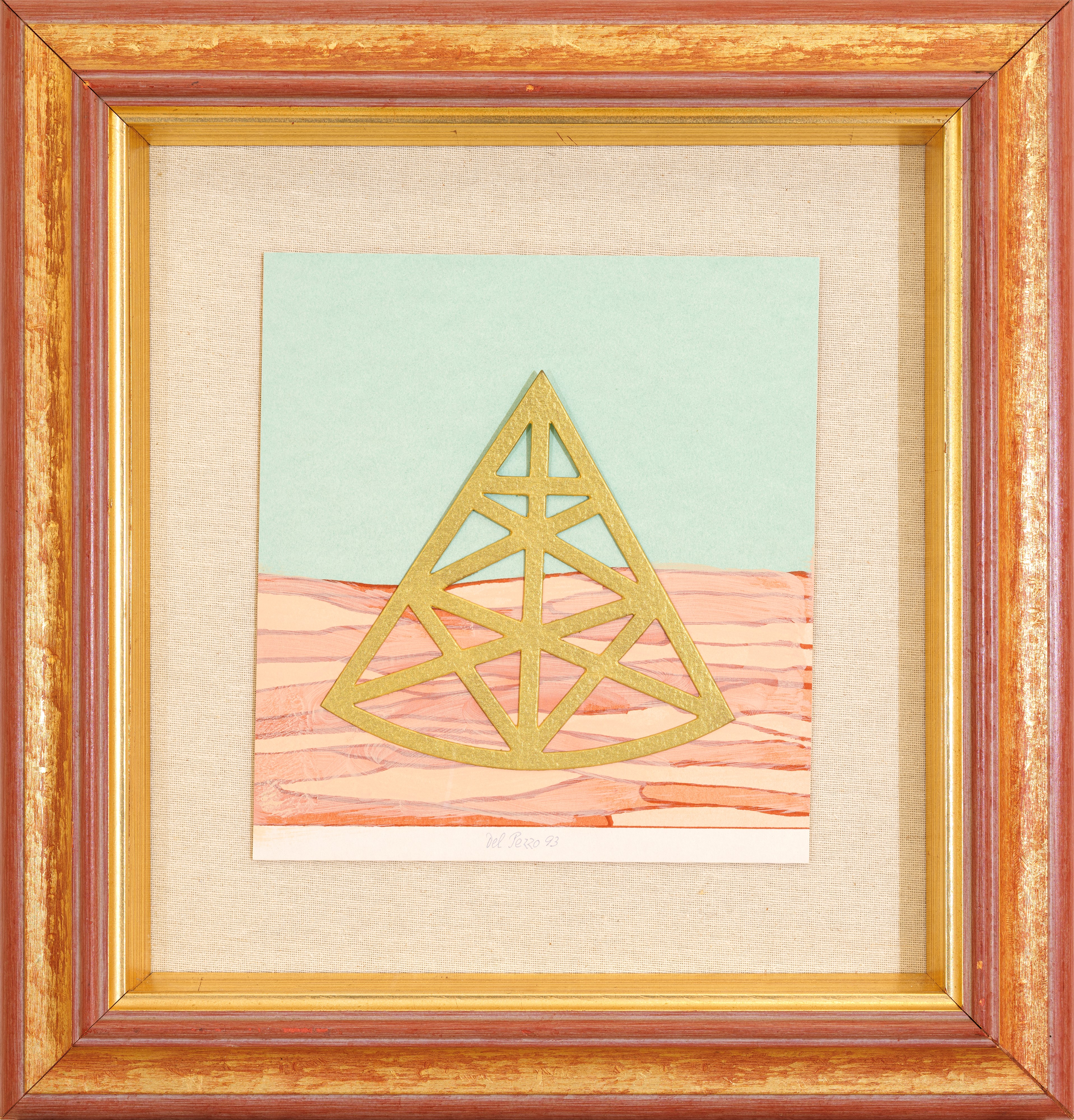 Lucio del Pezzo - Piramide (tecnica mista e collage su cartone), 1993