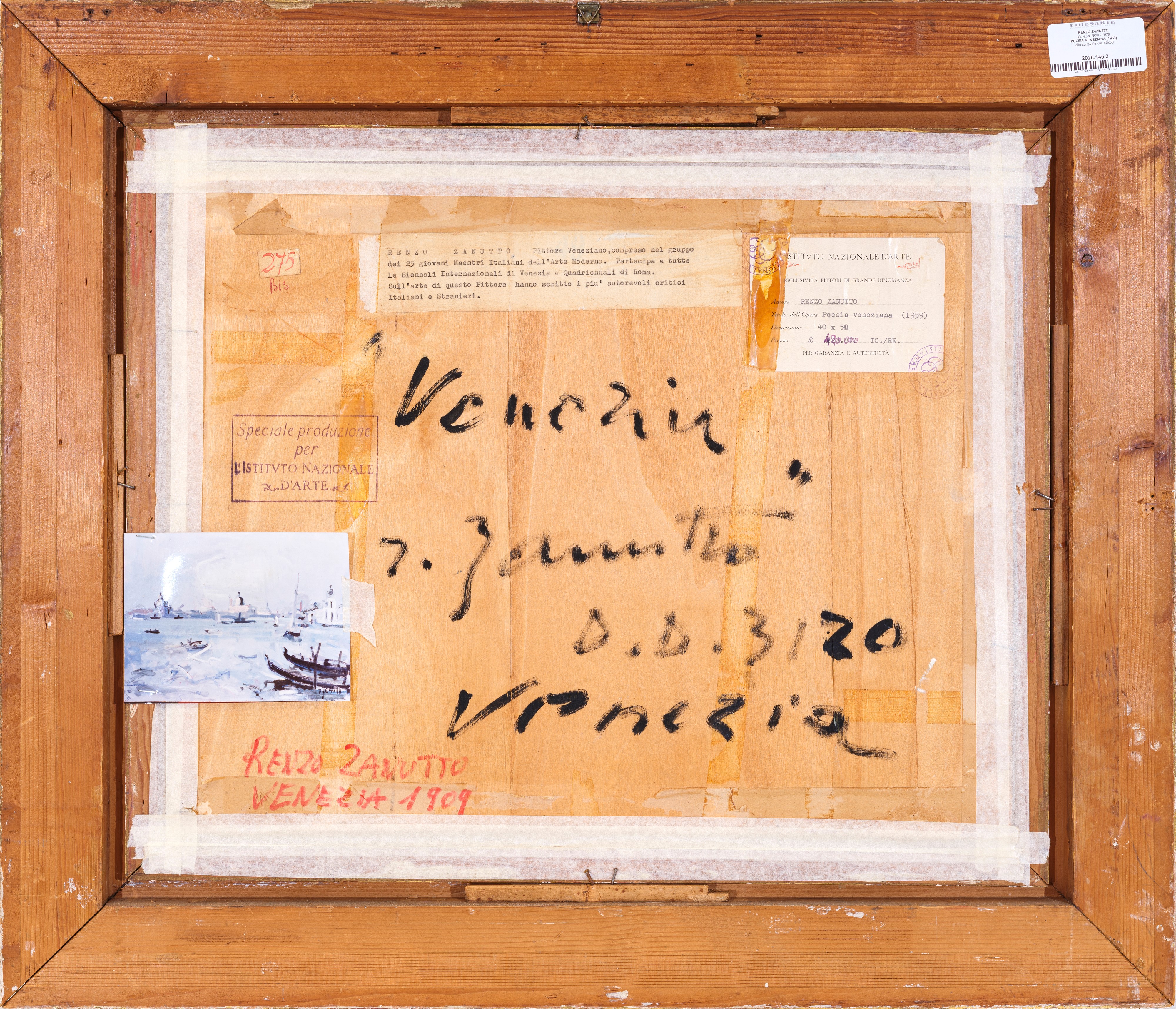 Renzo Zanutto - Poesia veneziana, olio su tavola (1959)