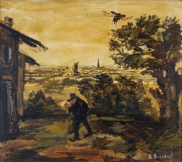 LUIGI ZUCCHERI - Wanderer in landscape