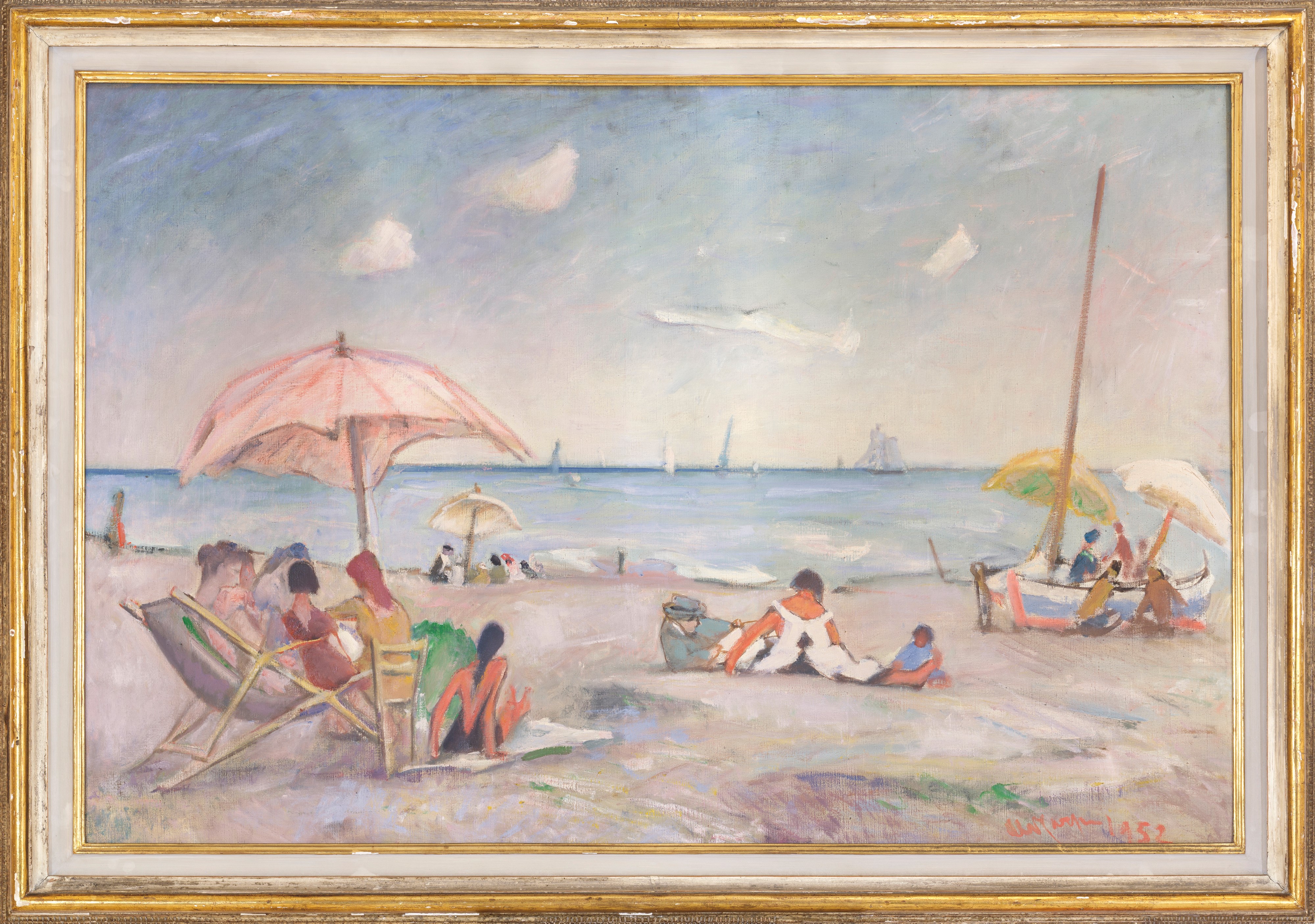Aldo Carpi - Sulla spiaggia, olio su tela
