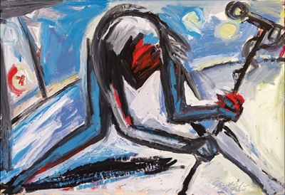 Senza titolo, tempera su carta intelata (70x100 cm)
