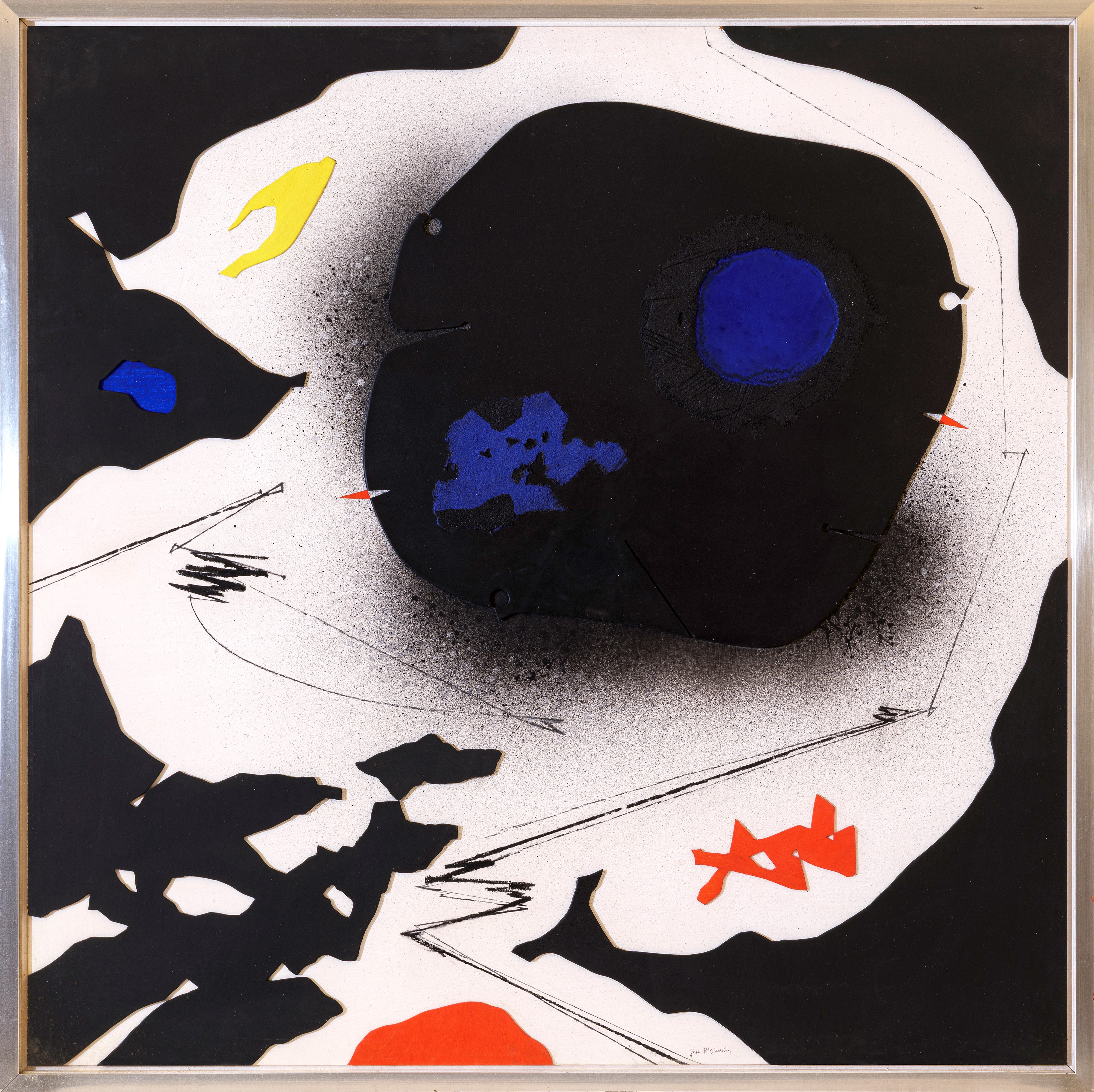 Gino Morandis - Composizione, olio, grafite e collage di legni riportati su tavola (anni '70)