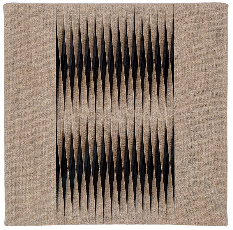 Alberto Biasi - A Rossella (torsione di lamelle su tela grezza, 2007)