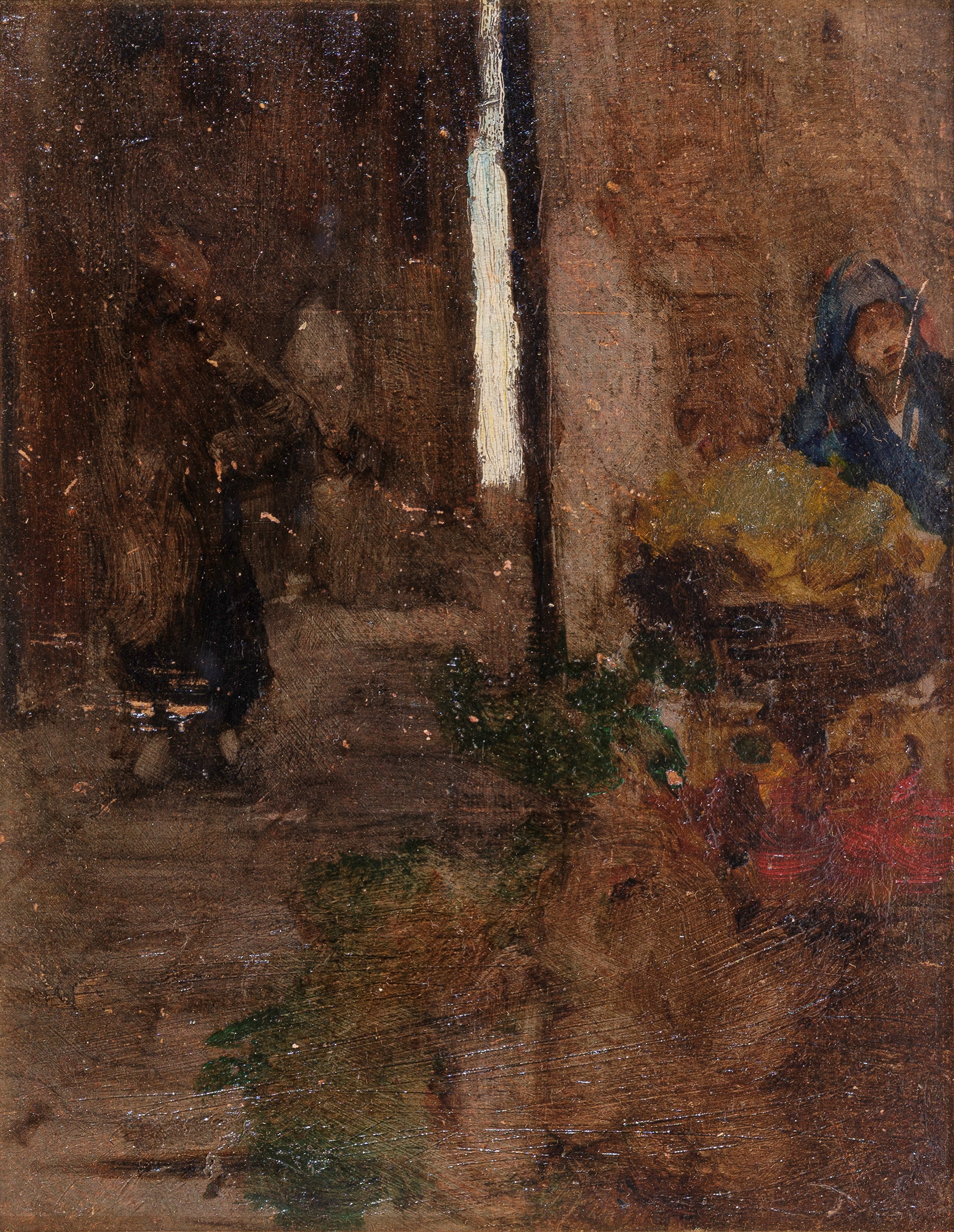 Alessandro Zezzos - Venditrice al mercato (Ritratto) – olio su tavola e/o cartone