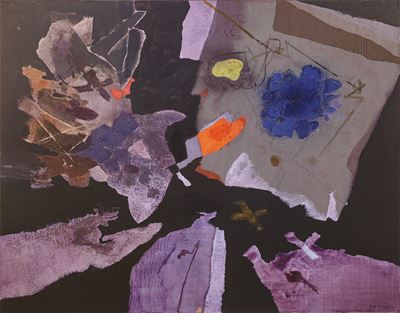 Immagine in nero n. 3, olio, sabbia e rete su tela (1988)