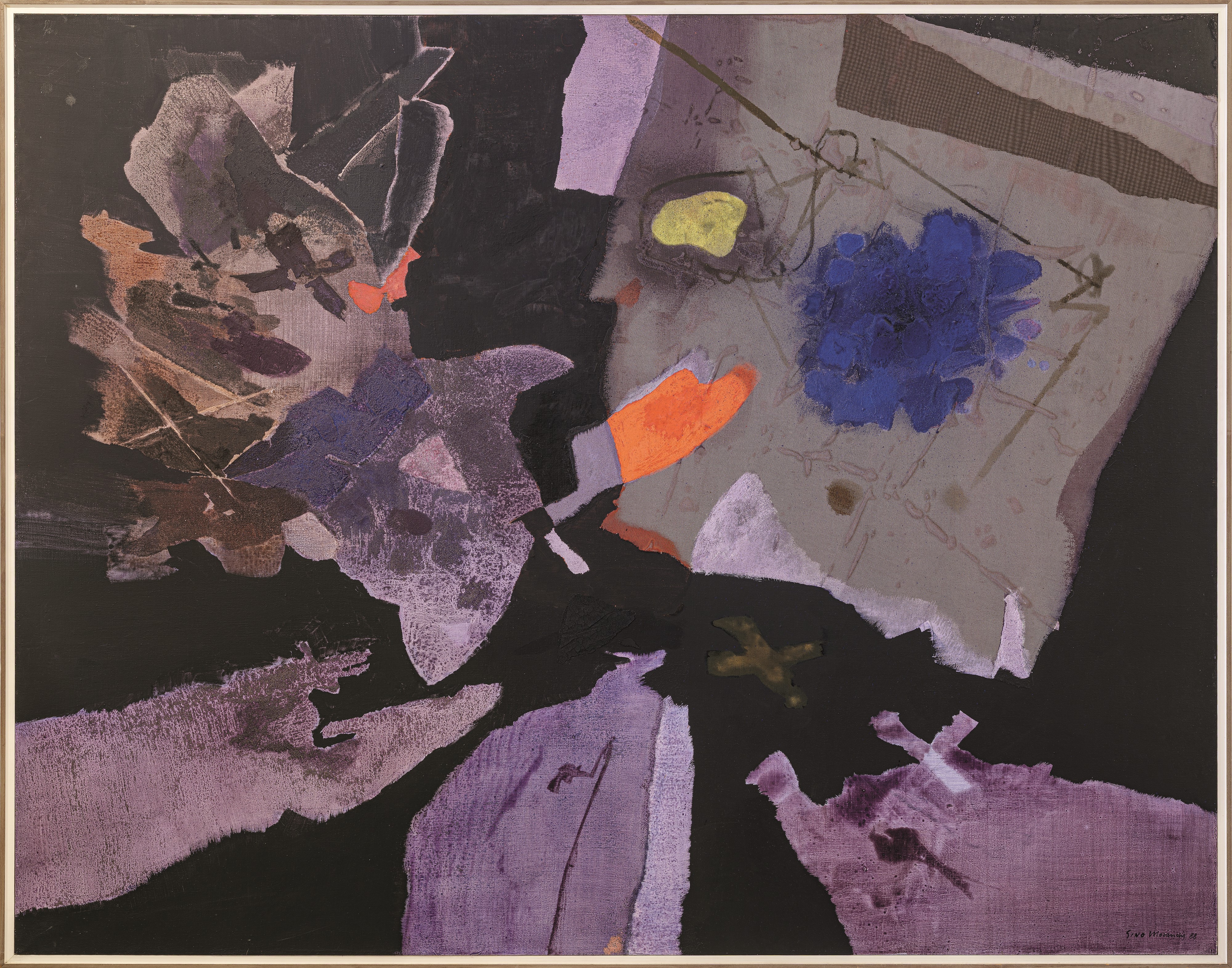 Gino Morandis - Immagine in nero n. 3, olio, sabbia e rete su tela (1988)