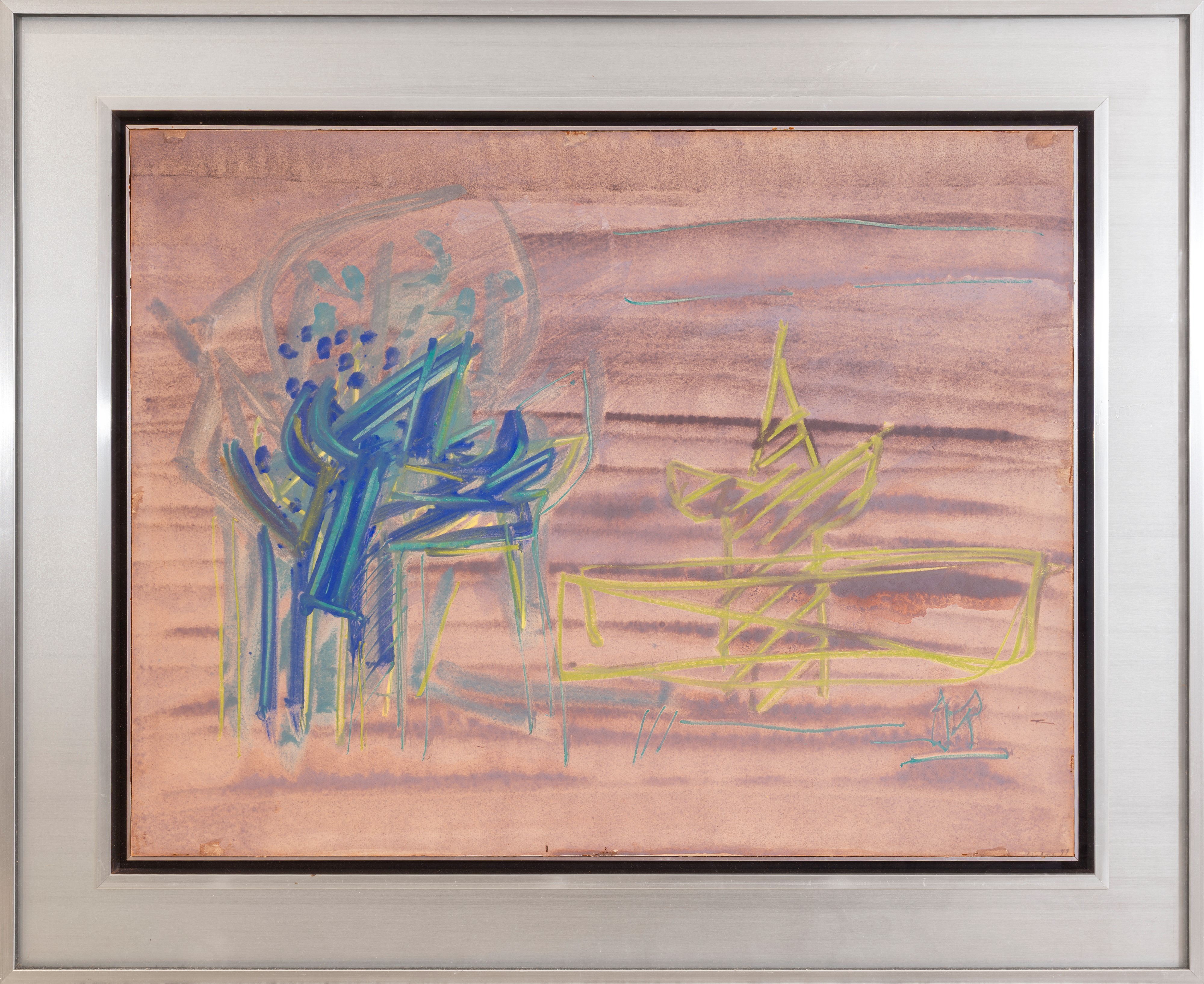 Riccardo Licata - Senza titolo (tecnica mista su carta riportata su tavola), 1959